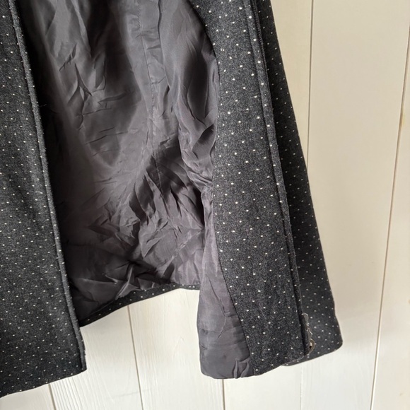 Giorgio Armani Wool Blend Charcoal Polka Dots Ruffle Blazer Jacket Size 38 - Picture 9 of 15